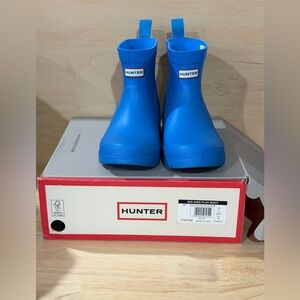 NWB Hunter Big Kids Play Rain Boots Poolhouse Blue Boys 4 Girls 5 EU 36